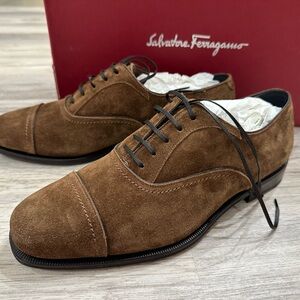 Salvatore Ferragamo Men's Tan Suede Derby Shoes